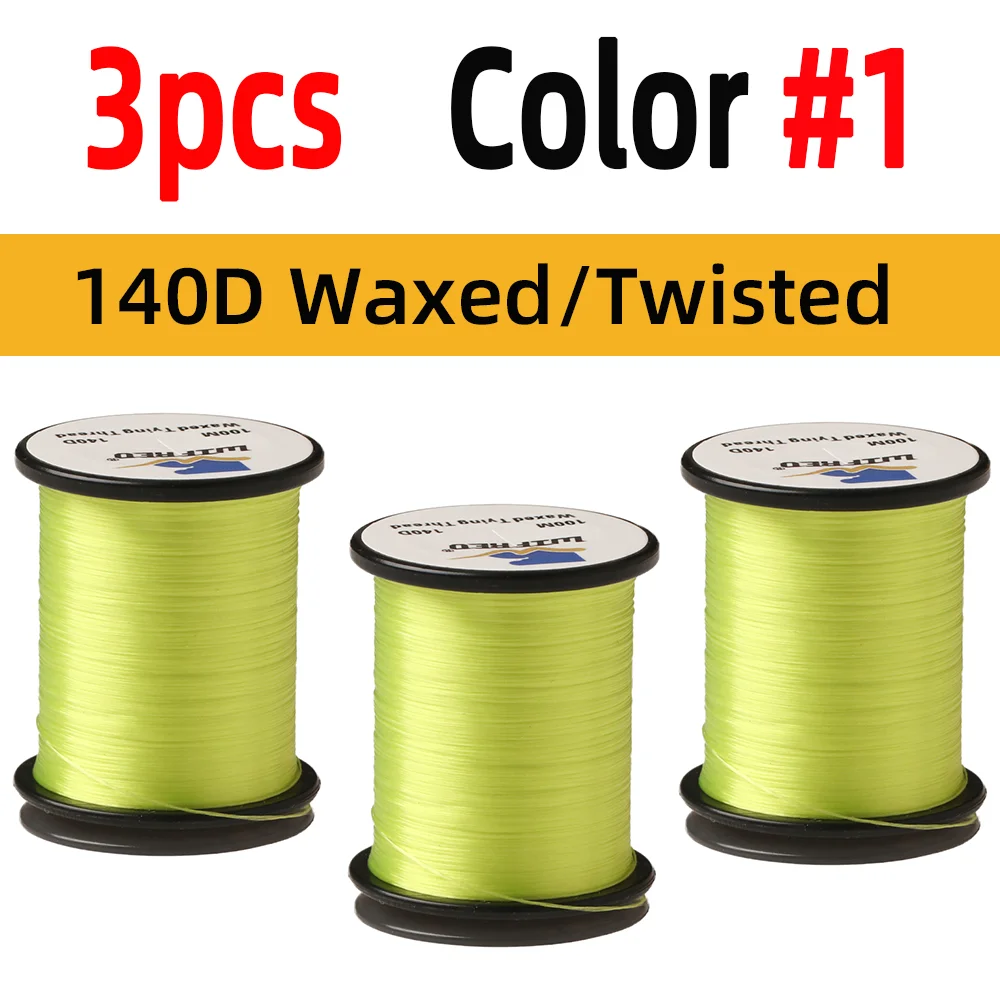 Vampfly 3pcs 140D Waxed Twisted Fly Tying Thread Nylon Floss Line