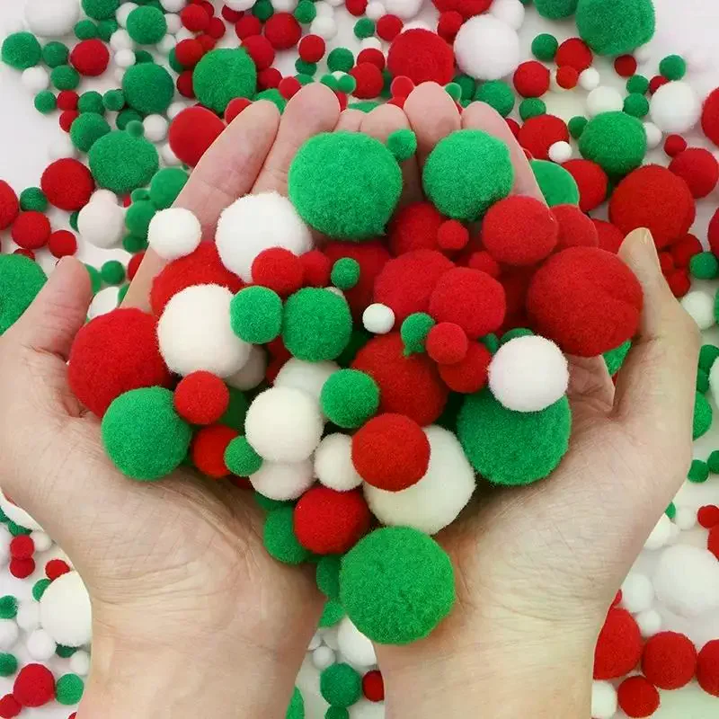 

Смешанные пушистые высокоэластичные мягкие помпоны, рождественская цветная серия, сшитые вручную детские игрушки, рождественские украшения, материал