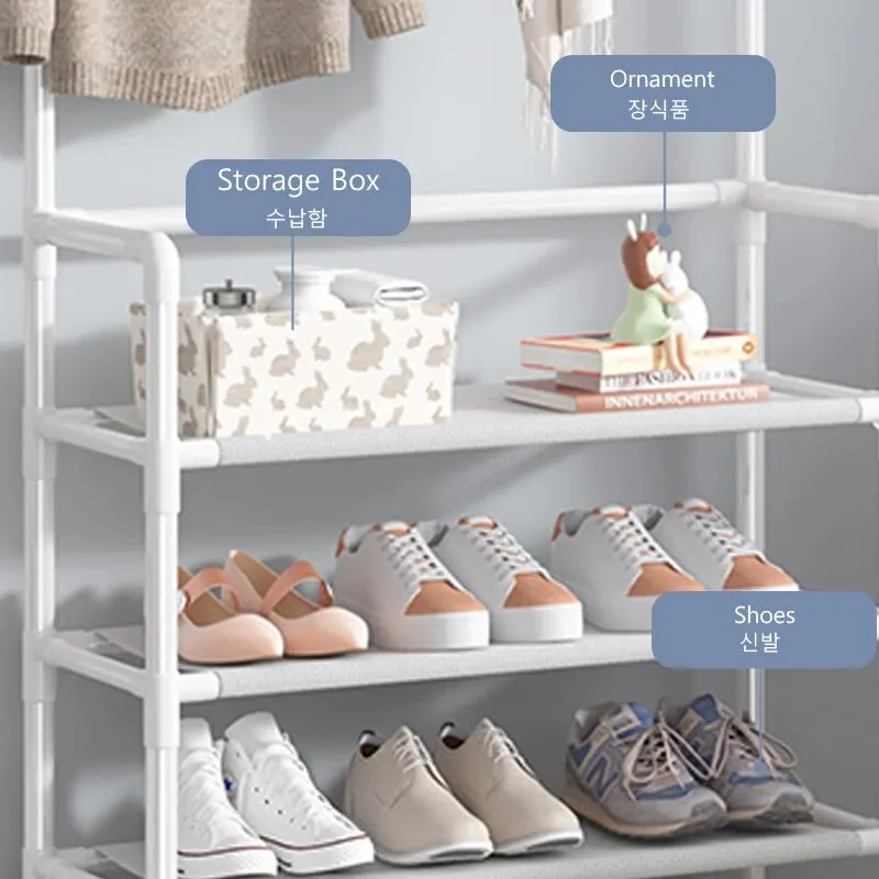 Coat Rack Bedroom Indoor Dormitory Hangers Household Simple Storage Rack Simple Landing Multi-functional Combination Shoe Rack
