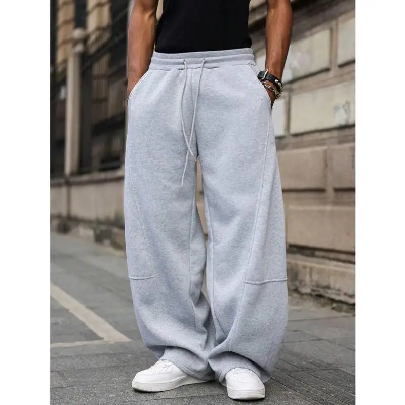 

New Men's Casual Pants High Waist Straight Leg Korean Sle Neutral High Quali Fabric Other Details as Picture owed