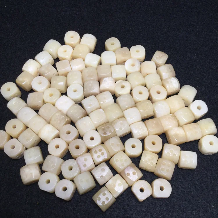 10mm Natural Cameo Bone Dice Loose Beads Square Craps Charms Galloping Dominoes Necklace Bracelet DIY Woman Jewerly Accessory