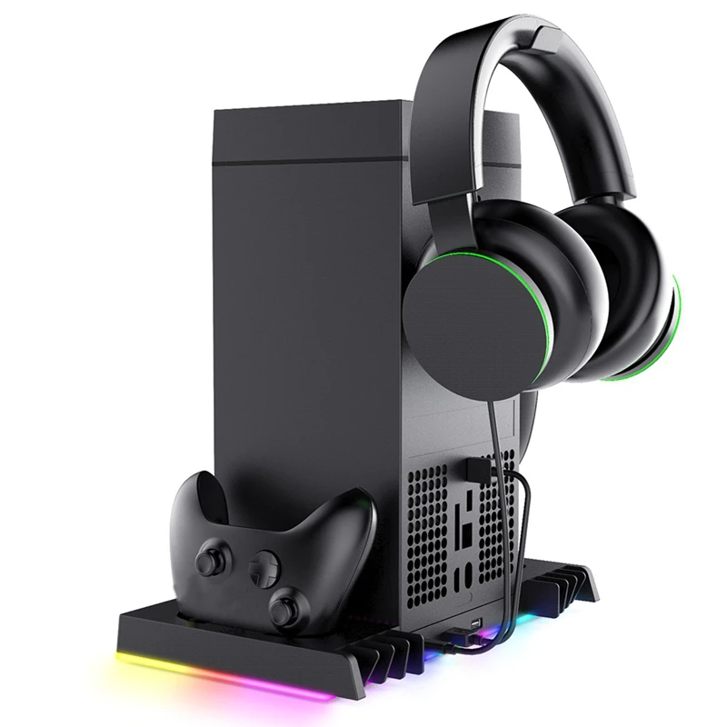 Cooling Fan Stand&Charging Station  Series X Console With RGB Color Light Storage With Fan System With RGB Light Stand