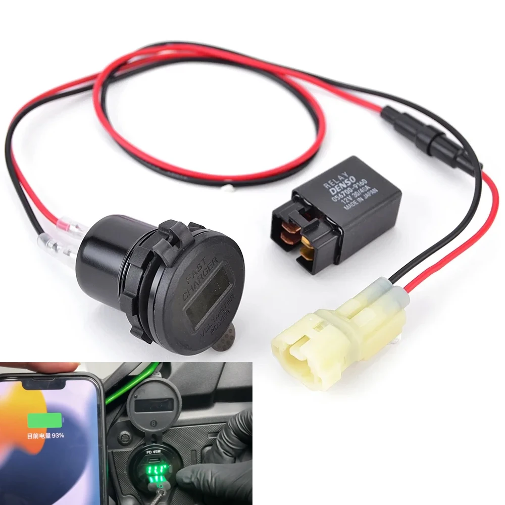 Versys 650 Motorcycle Camera Cellphone USB Fast Charger with Relay For Kawasaki Versys650 2022 2023 2024 2025