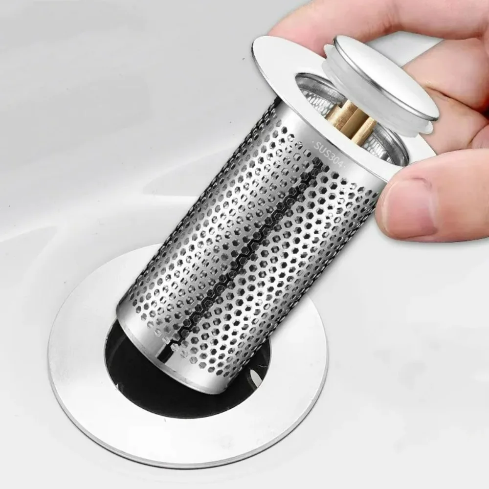 Filtro de Ralo Pop-Up com Núcleo de Retorno e Retentor de Cabelos para Lavatório, Ralo de Chuveiro e Pia, Acessório para Cozinha e Banheiro