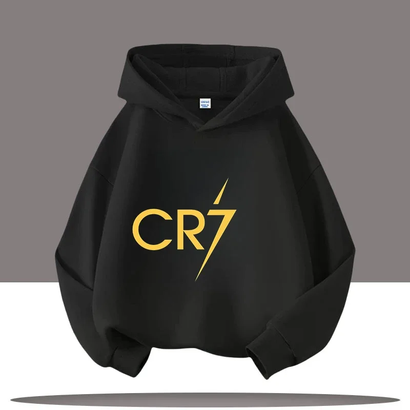 رونالدو الأطفال طويلة الأكمام طفل مقنعين البلوز أزياء كرة القدم ستار الكرتون طباعة بنين بنات هوديس الملابس اليومية عارضة