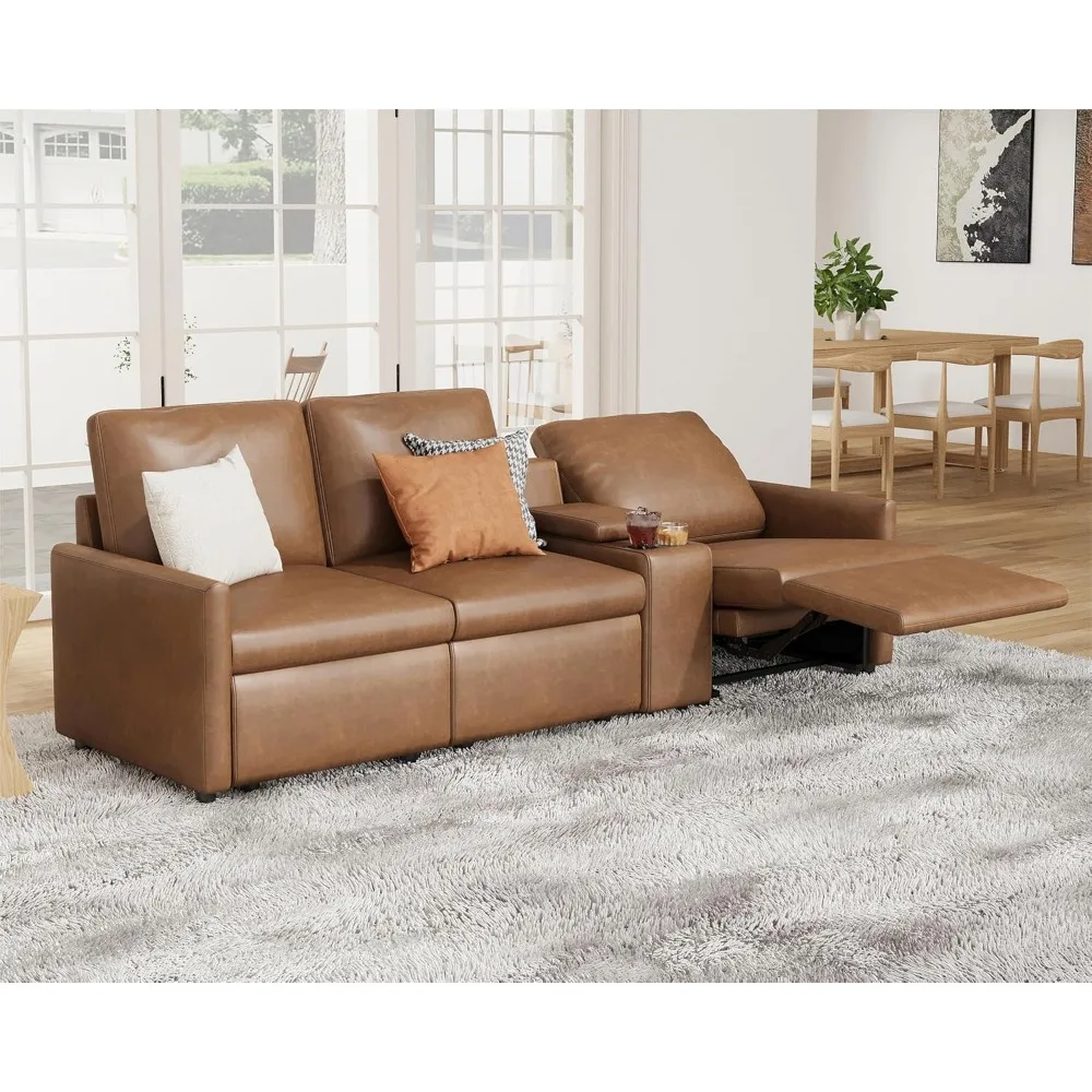 Reclining Sectional Sofa, Power with Console& Single Right Recliner, 3 Seater Recliner Couch with Cup Holder& Charging Socket