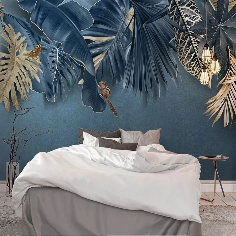 Customized Photo Mural Wallpaper 3D Tropical Plants Leaf Bedroom Living room TV background wall restaurant Squirrel wall fabric