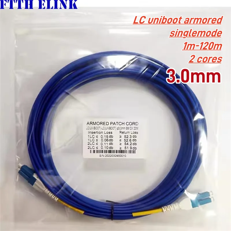 

Бронированная оптоволоконная перемычка 1M-120M, 2 ядра LC uniboot 2C, одномодовый, 3,0 мм, оптоволоконный патч-корд, дуплексный, 50 м, 60 м, 80 м, 100 м, 20 м