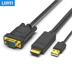 LORYI HDMI to VGA Cable HD conversion 1080P 60Hz cable 1.83M Black For Monitor Computer Projector Adapter Cable Male To Male