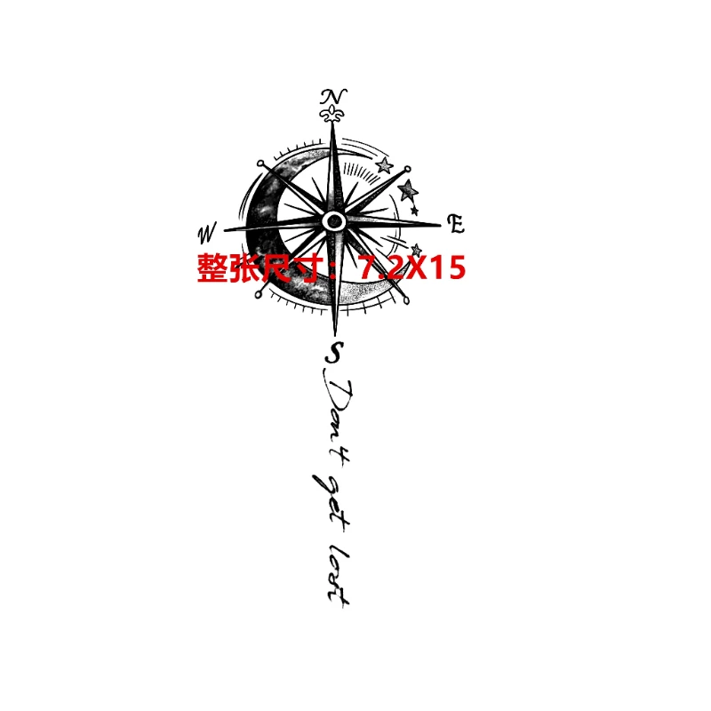 New Herbal Temporary Tattoos for Women Man Arm Compass Fake Tattoo Waterproof Moon Letter Art Tattoo Festival Lasting Stickers