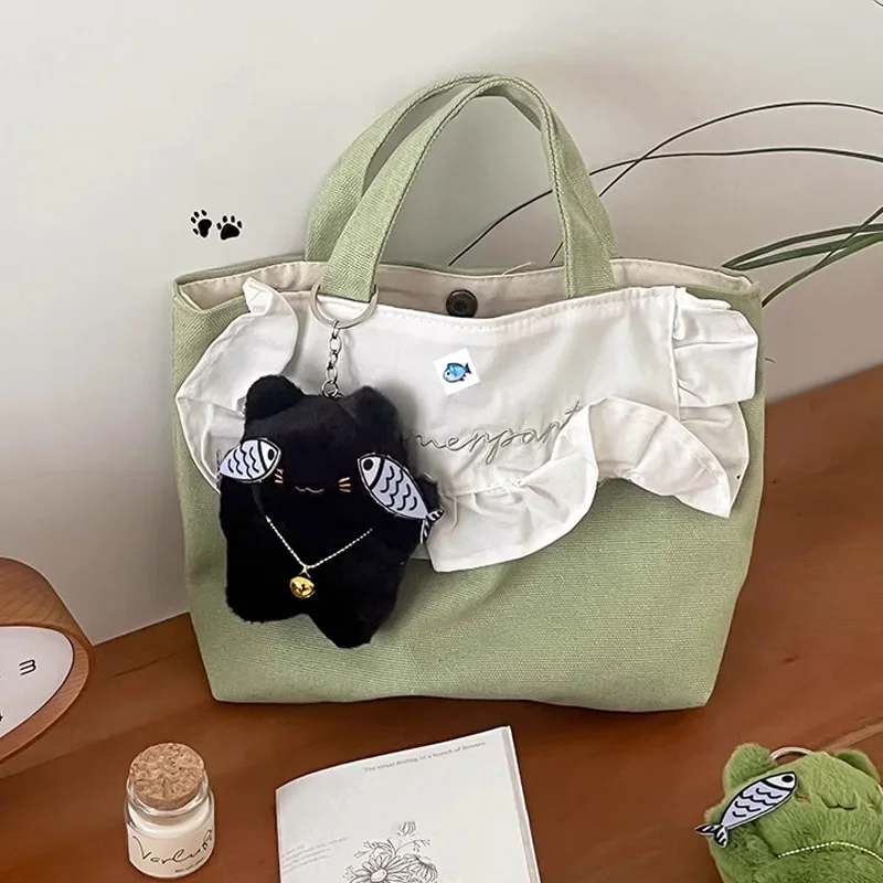 Cute Fish Cat Pendant Plush Doll  Keychain Cartoon Kitten Filling Stuffed Doll Keyring Backpack Charms Car Bag Decor Gifts