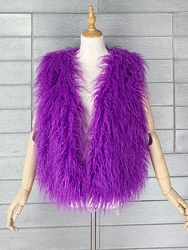 2023 Fashion Colorful Sheep Fur Vest Women Spring Autumn Faux Fur Vests Female Sleeveless Fluffy Furry Coat