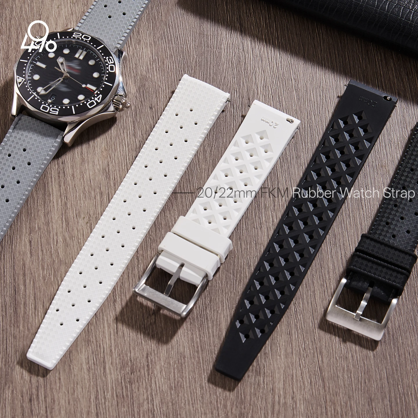 

20MM Watch Band Men Universal Bracelets Belts FKM Watch Straps 22mm Rubber Strap for LONGINES Citizen Seiko