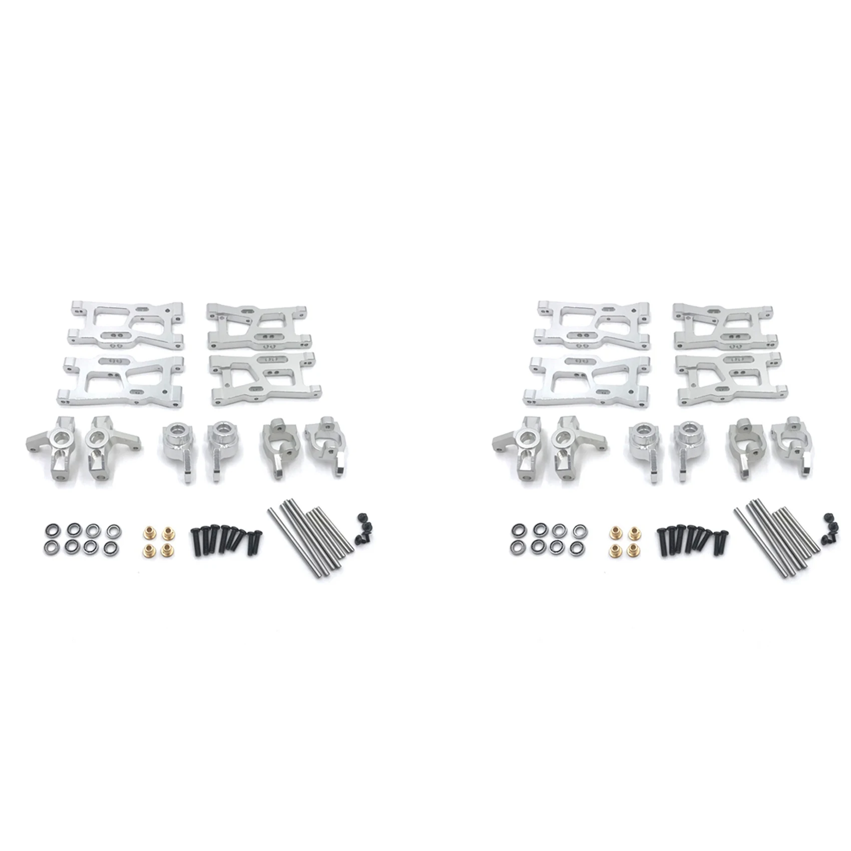 Wltoys 144001 1/14 124018 124019 1/12 RC 자동차 액세서리, 실버 용 2X 금속 스티어링 컵 스윙 암 업그레이드 부품 키트
