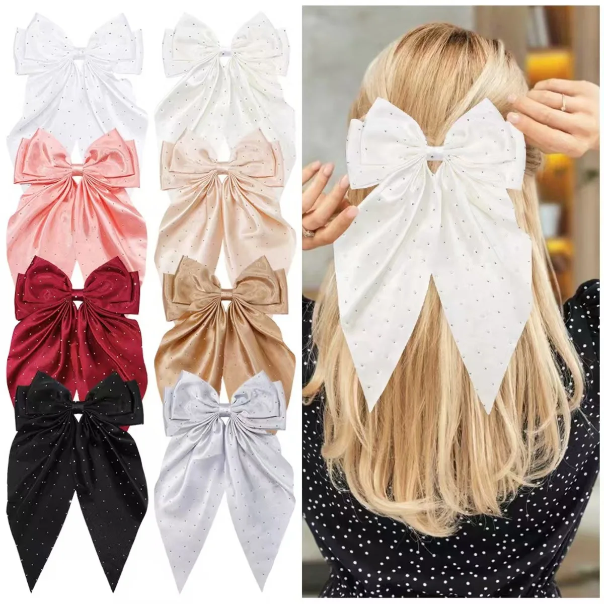 Meisjes Strik Streamer Haarspeld Chiffon Lint Barrette Mode Haaraccessoires Vrouw Lente Clip Hoofddeksels met Strik Terug