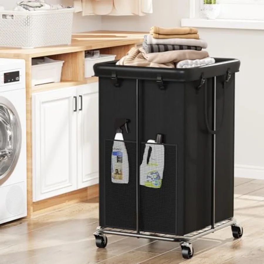 

150L Large Laundry Basket with Wheels Rolling Laundry Hamper with Removable Laundry Bag and Metal Frame Oxford Fabric Dirty Clo