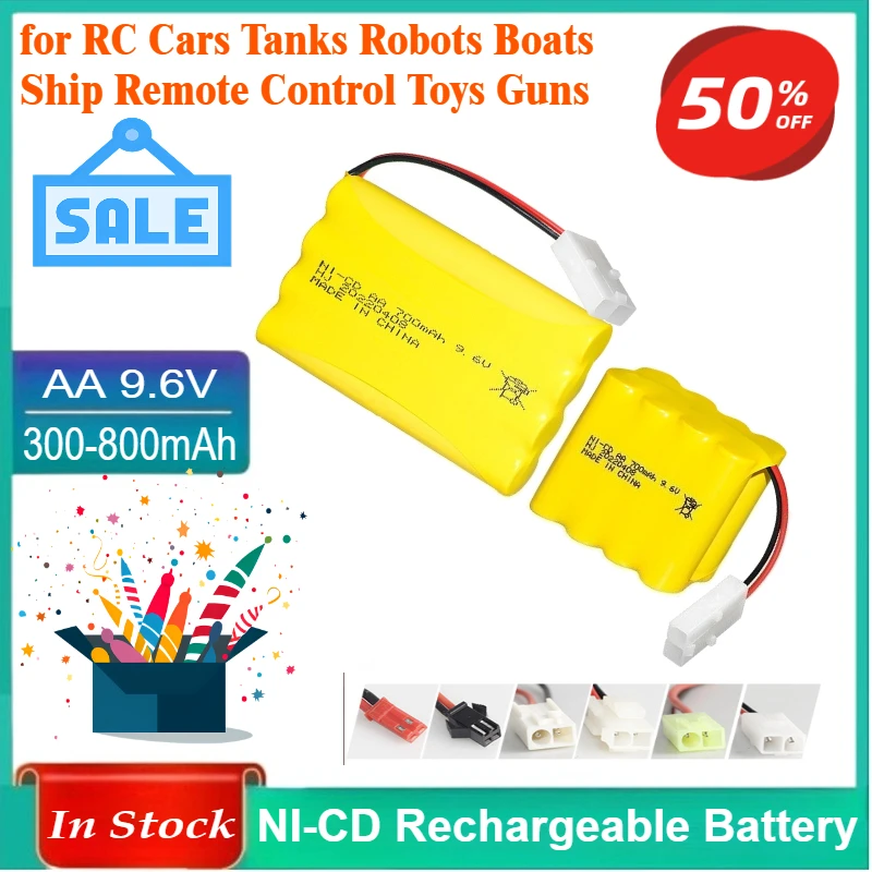 

9.6V 300-800MmAh NI CD Rechargeable Battery for RC Cars Tanks Robots Boats Ship Remote Control Toys Guns AA Battery Pack
