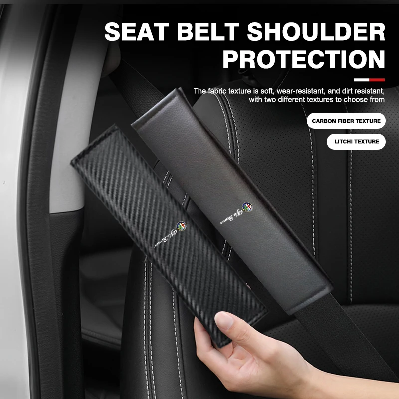 

1/2Pcs Leather Car Seat Belt Shoulder Protector Seat Belt Cover For Alfa Romeo 159 Giulietta Giulia 147 Mito 156 159 166 GT