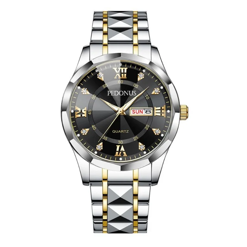 Men's Watch, Fashion Casual Luminous Double Calendar Steel Strap Quartz Watch image 4