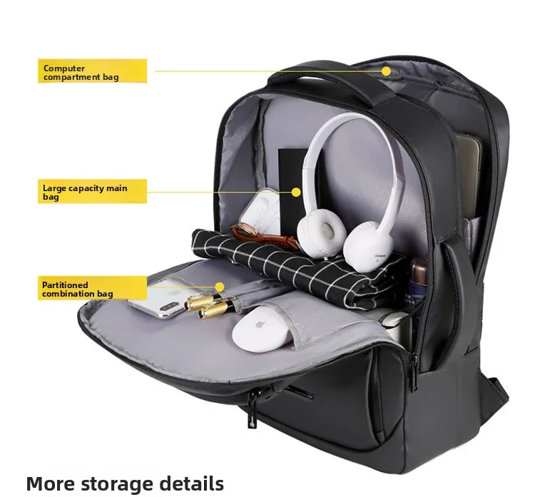 Laptop Bags Backpack Men's Multifunctional USB Business Travel Commuter Backpack 15 Inch Leather Film