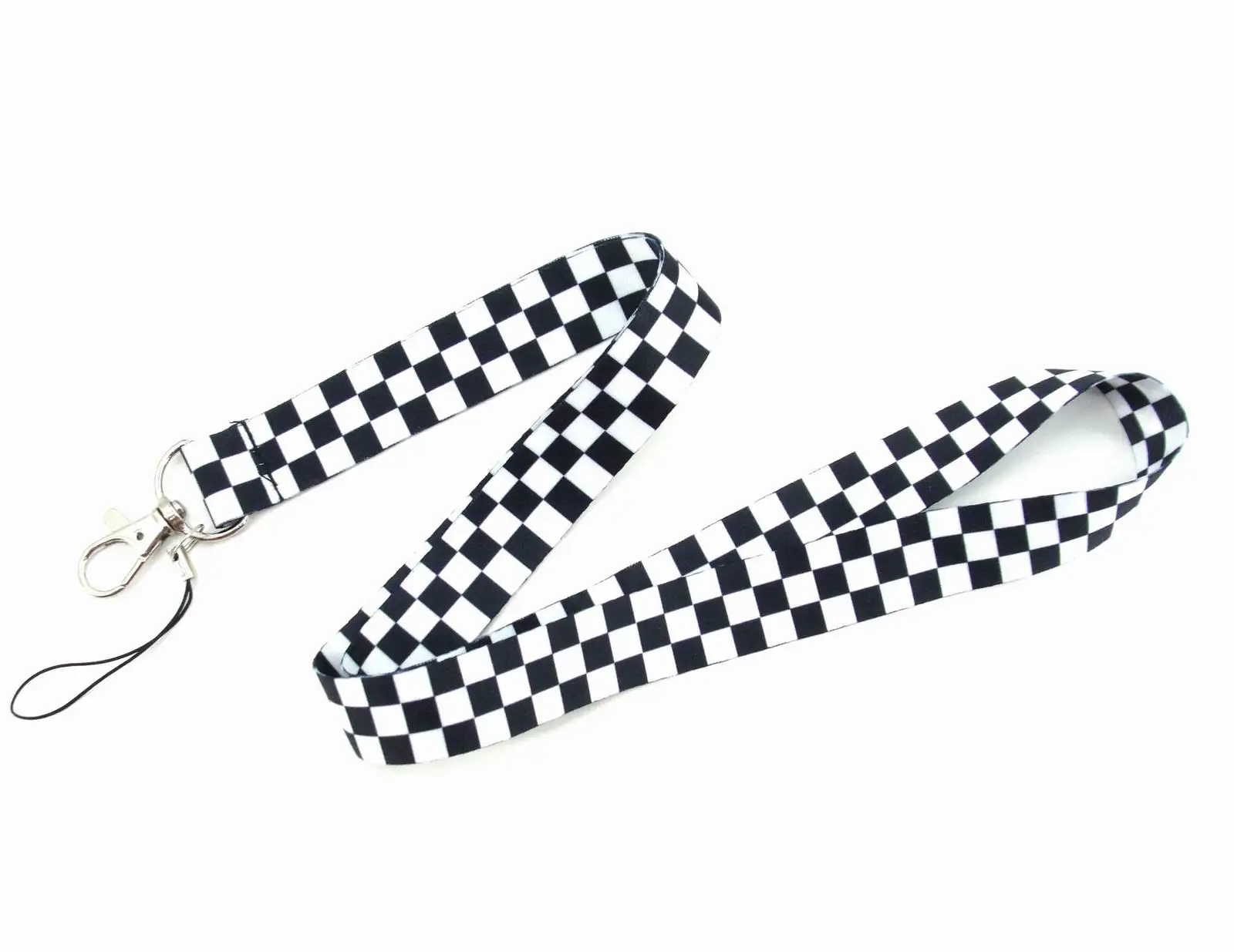 Factory price Black and white squares Cartoon Neck Strap Lanyards ID Badge Card Holder Keychain Cell Phone Strap