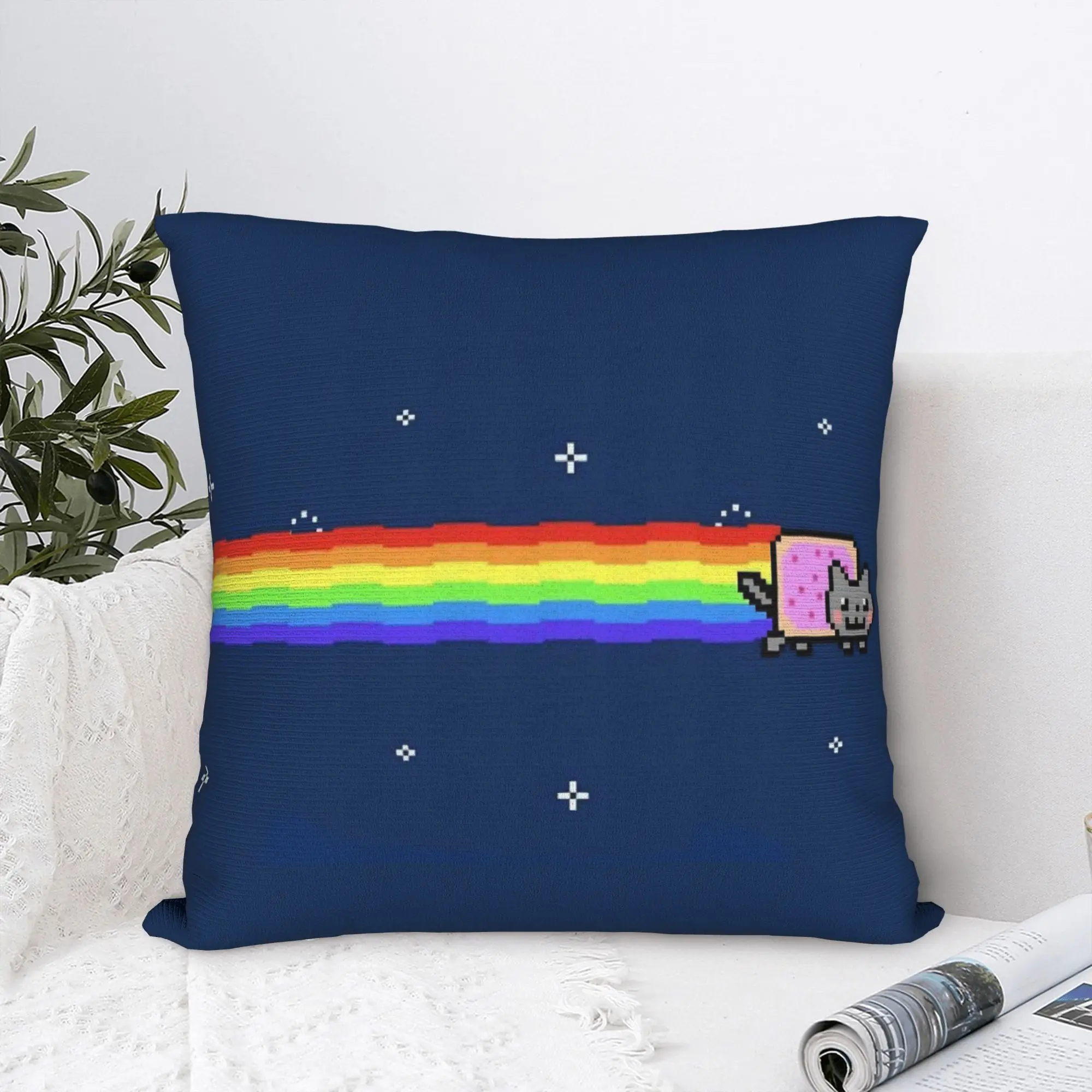 Printed Nyan-Cats Rainbow Funny Game Pillowcase Polyester Cushion Cover Gift Internet Meme Pillow Case Cover Home Drop Shipping