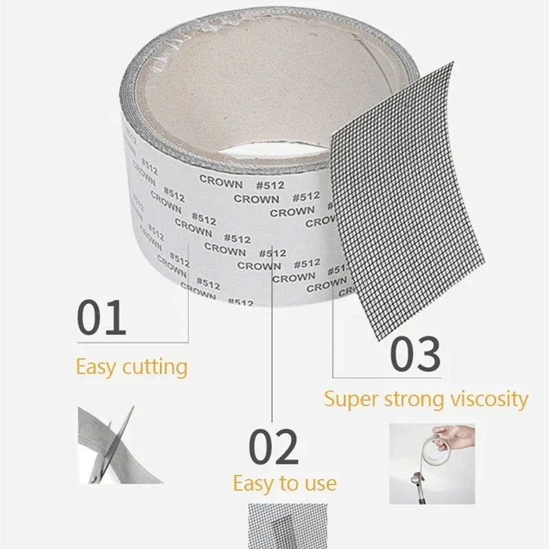 Strong Window Screen Repair Tape Self Adhesive Mesh Tape Net Door Fix Patch Covering Up Holes Tears Anti-Insect Mosquito Mesh