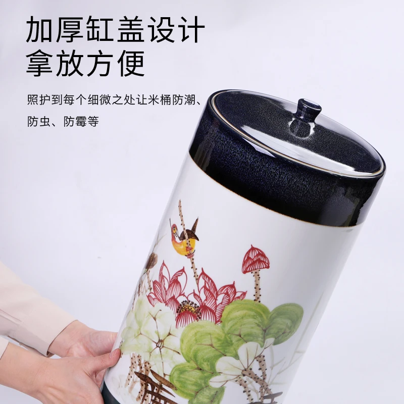 Jingdezhen hand-painted lotus 20 cake ceramic tea pot large extra-large bucket