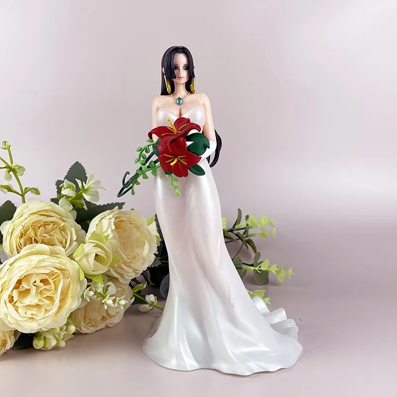 

23CM Anime Boa Hancock Wedding Dress PVC Model Toy Collectible Ornament Sexy Figure with Wedding Bouquet for Gift