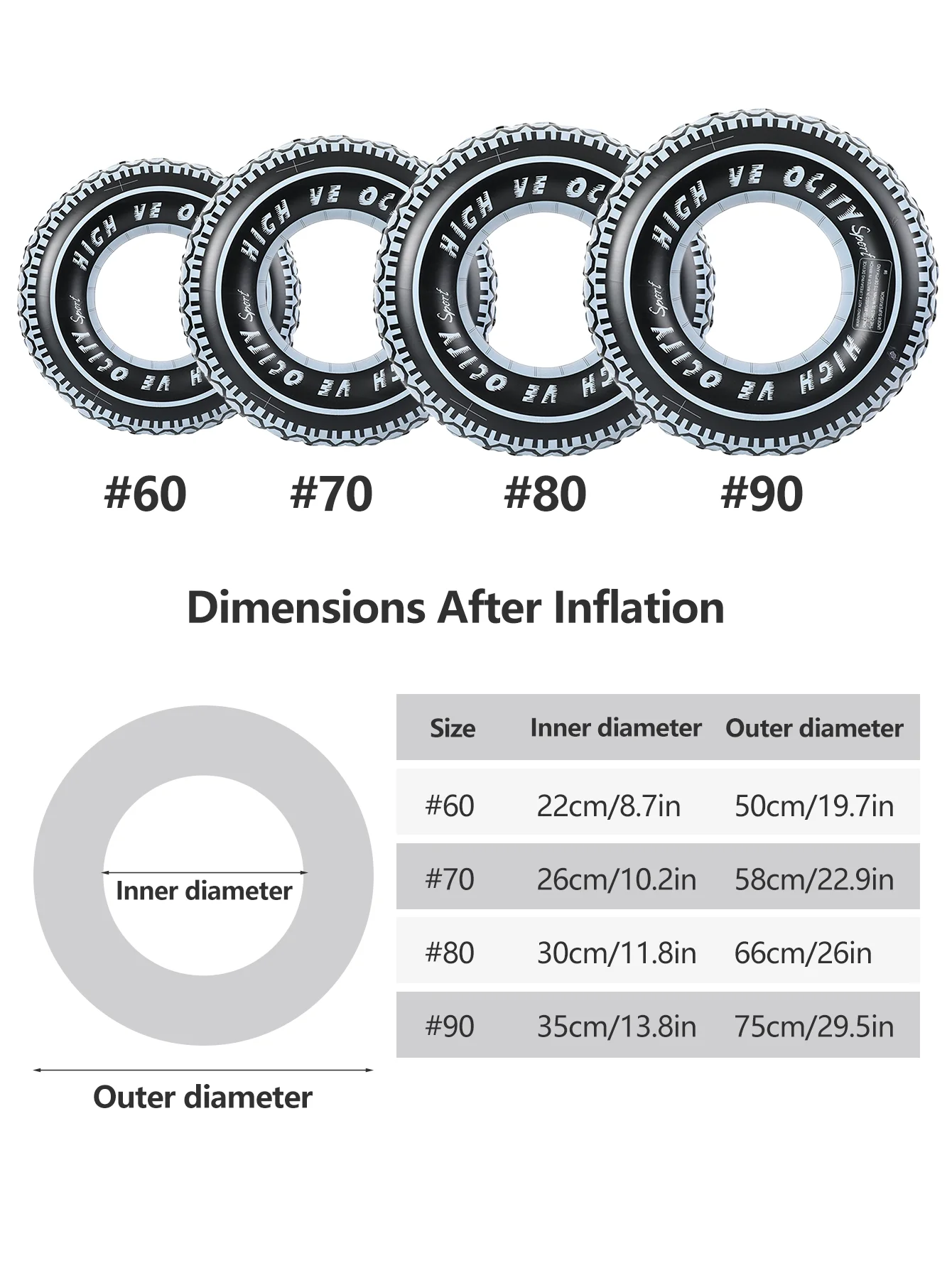 1 قطعة نفخ عجلة الإطارات طباعة PVC سلامة السباحة الدائري ، عالية الجودة PVC بركة تعويم ، جاذبية للغاية لالتقاط الصور #6