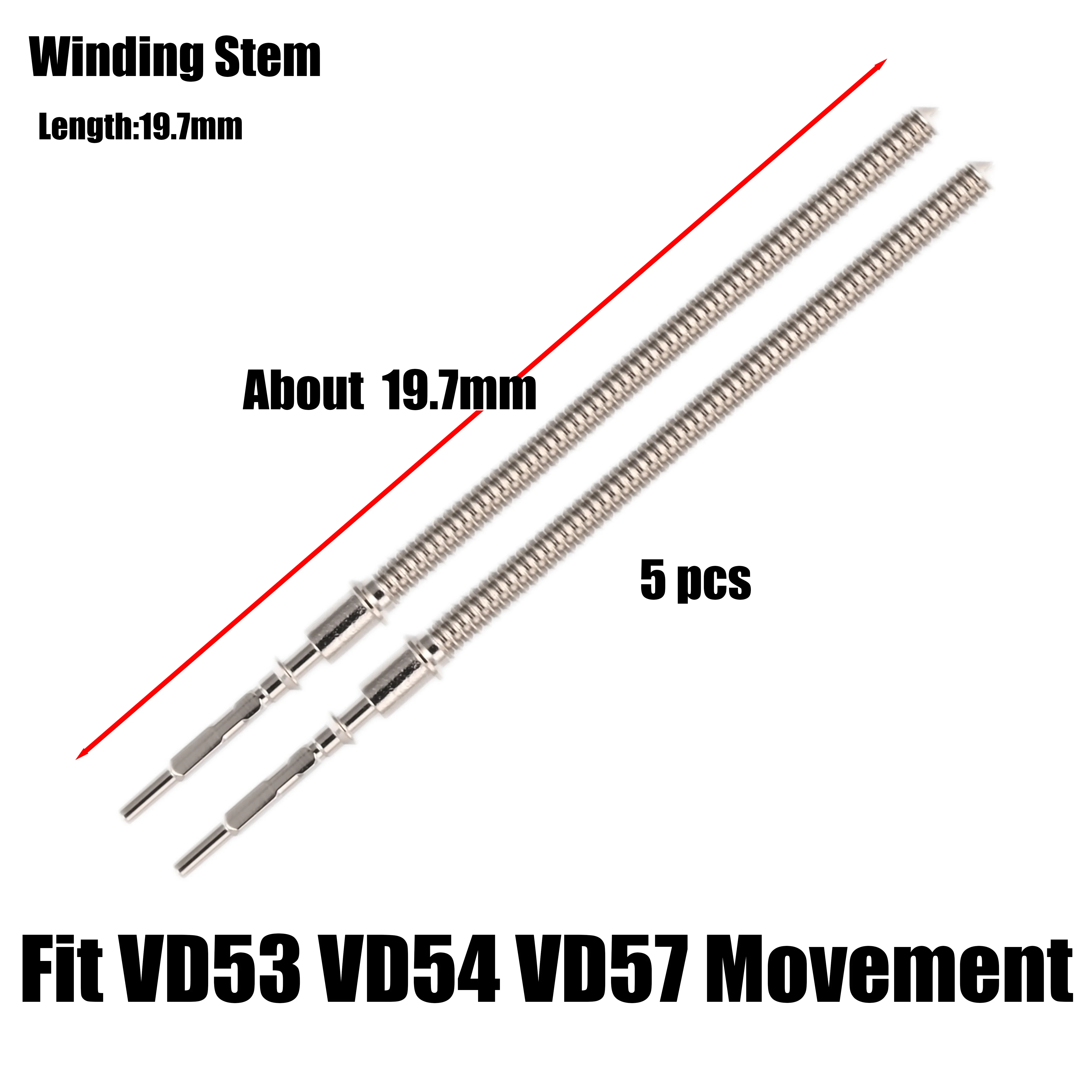 2/5PCS Winding Stem for VD53 VD54 VD57 Movement TMI VD53 VD54 VD57 Movement Watch Repair Parts Handle Rod Stem