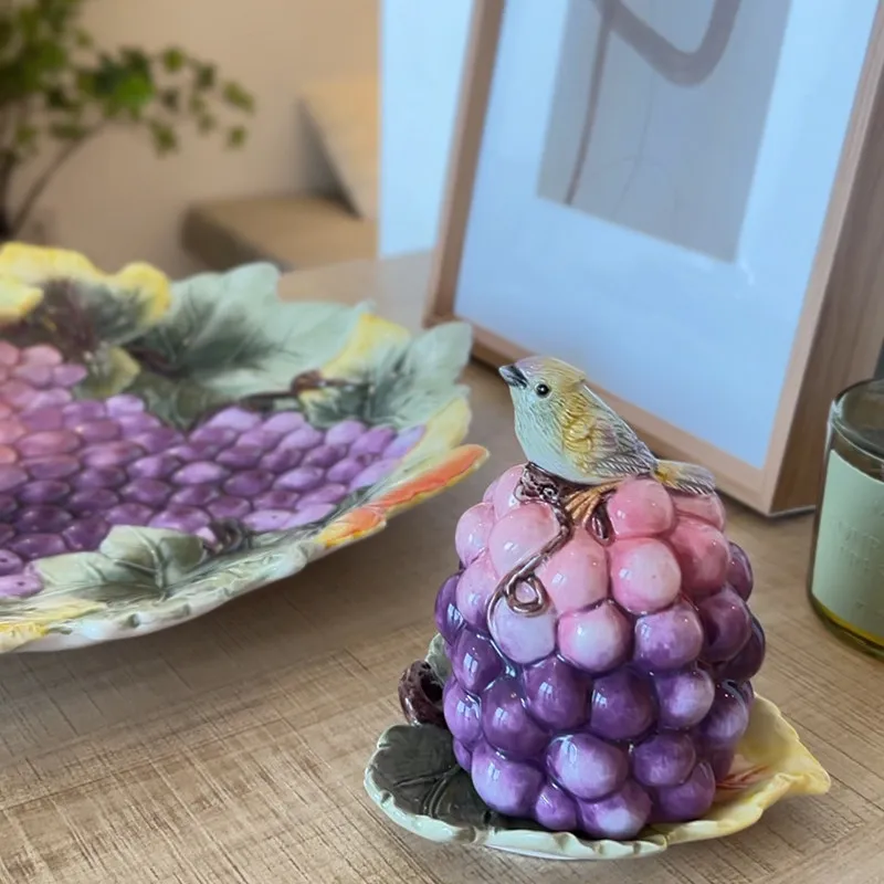 Ceramic Grape Toothpick Holder Restaurant Portable Dental Floss Container Multifunctional Desktop Organizer Elegant Home Decor