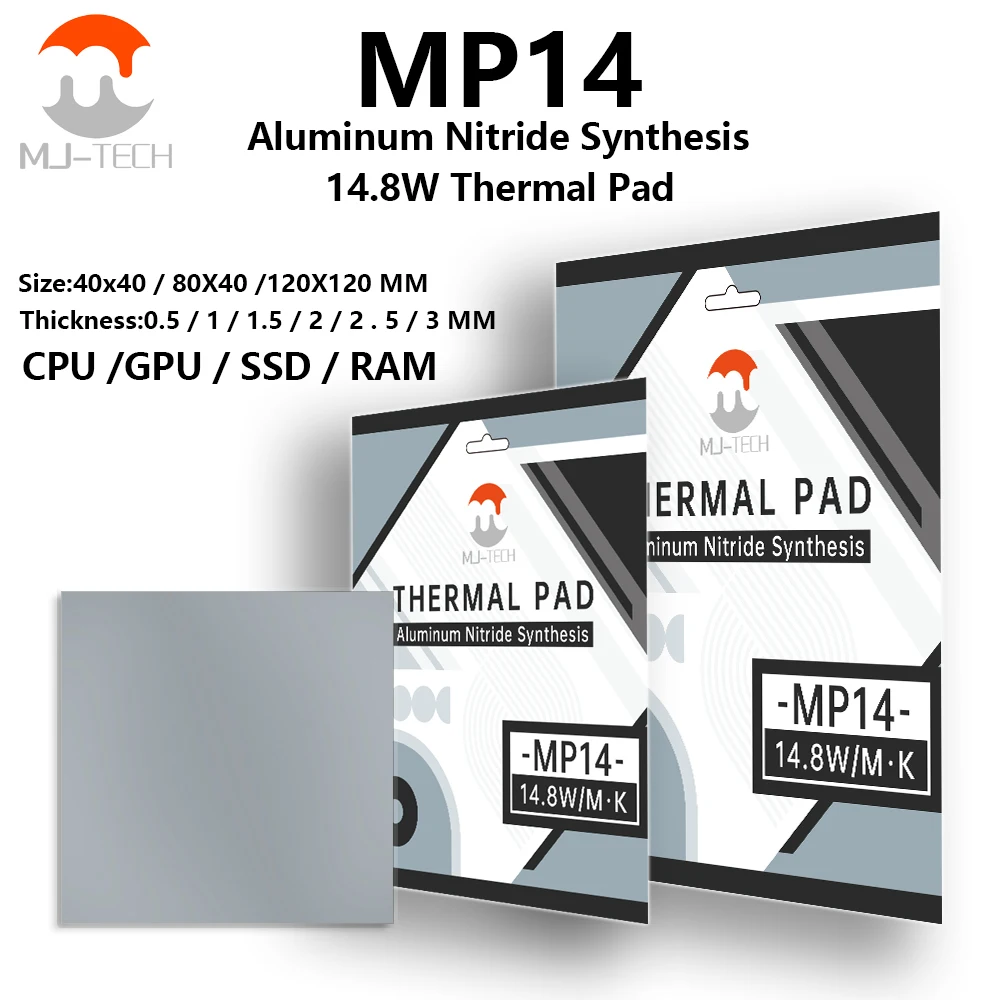 MJ MP14 Graphics Card Cooling 14.8W/MK thermal pad Heat Dissipation Silicone Pad CPU/GPU/SSD/RAM Graphics Card Thermal Pad