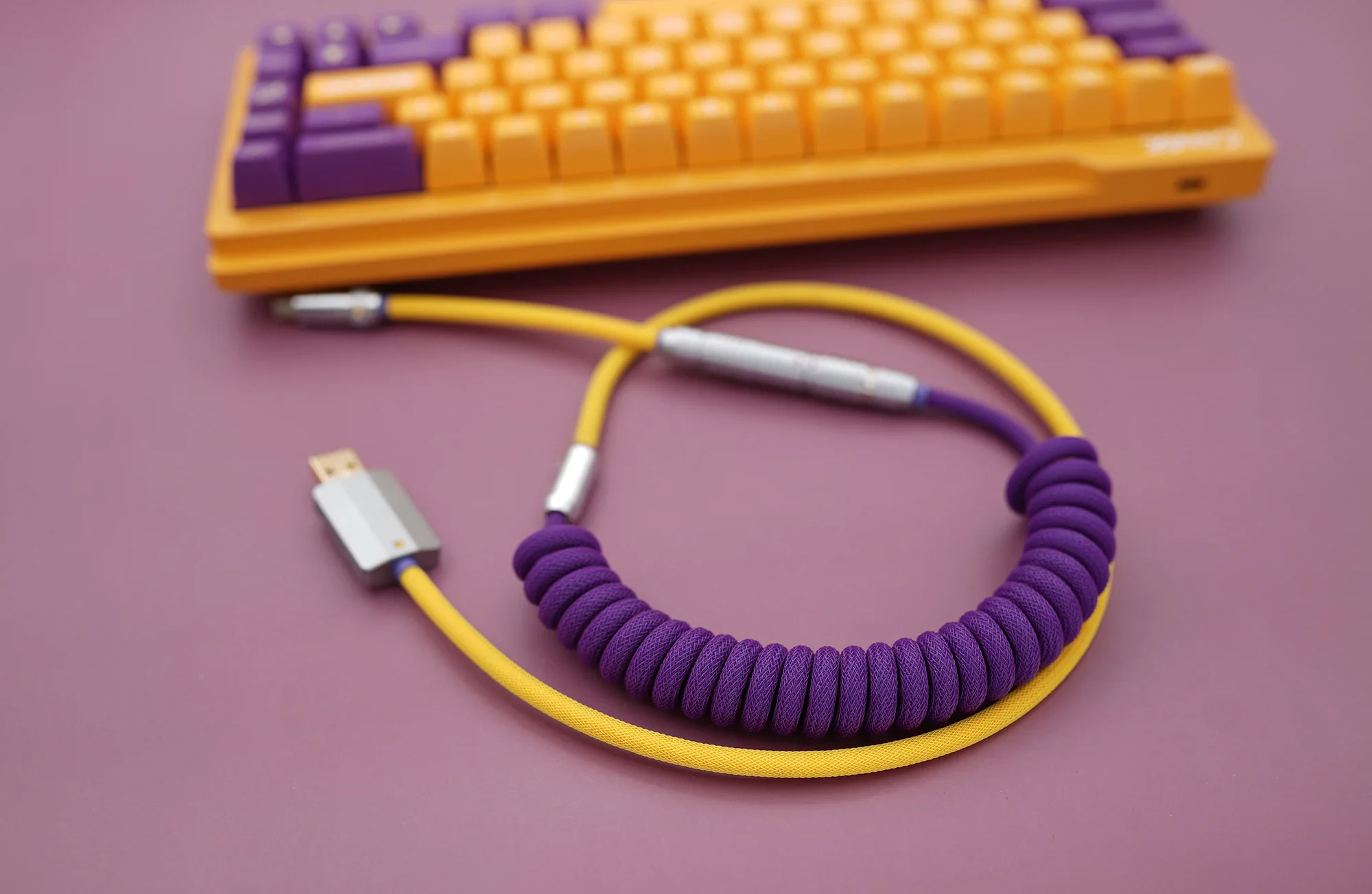 GeekCable Handmade Customized Mechanical Keyboard Data Cable For GMK Theme SP Keycap Line Laker Colorway