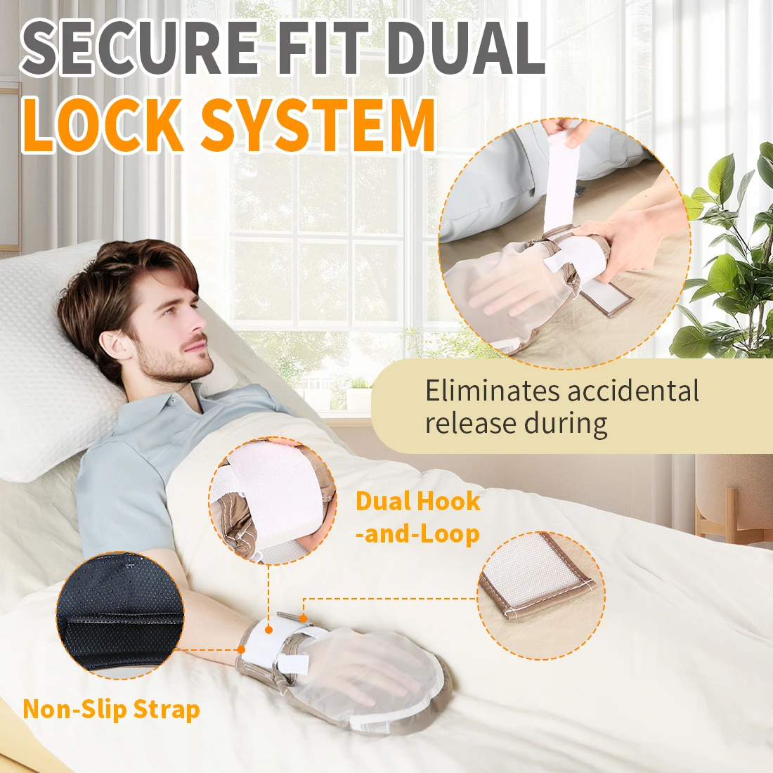 Ehucon Dementia Restraint Gloves Visible Mesh Skin-Friendly Hand Protection Gloves Anti Scratch Finger Secure Control Mitts 2PCS