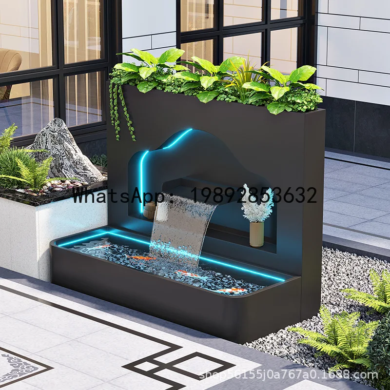 LYY Aluminum Alloy Balcony Water Feature Pond  Courtyard Villa Waterfall Landscape Wall Stainless Steel Fish Pond Shadow Wall