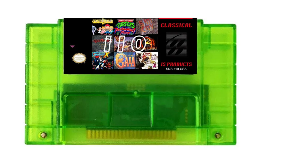 Super 110 in 1 Battery Save Game file Cartridge Chrono Trigger A link to the Past Soul Blazer Super Marioed World Turtle