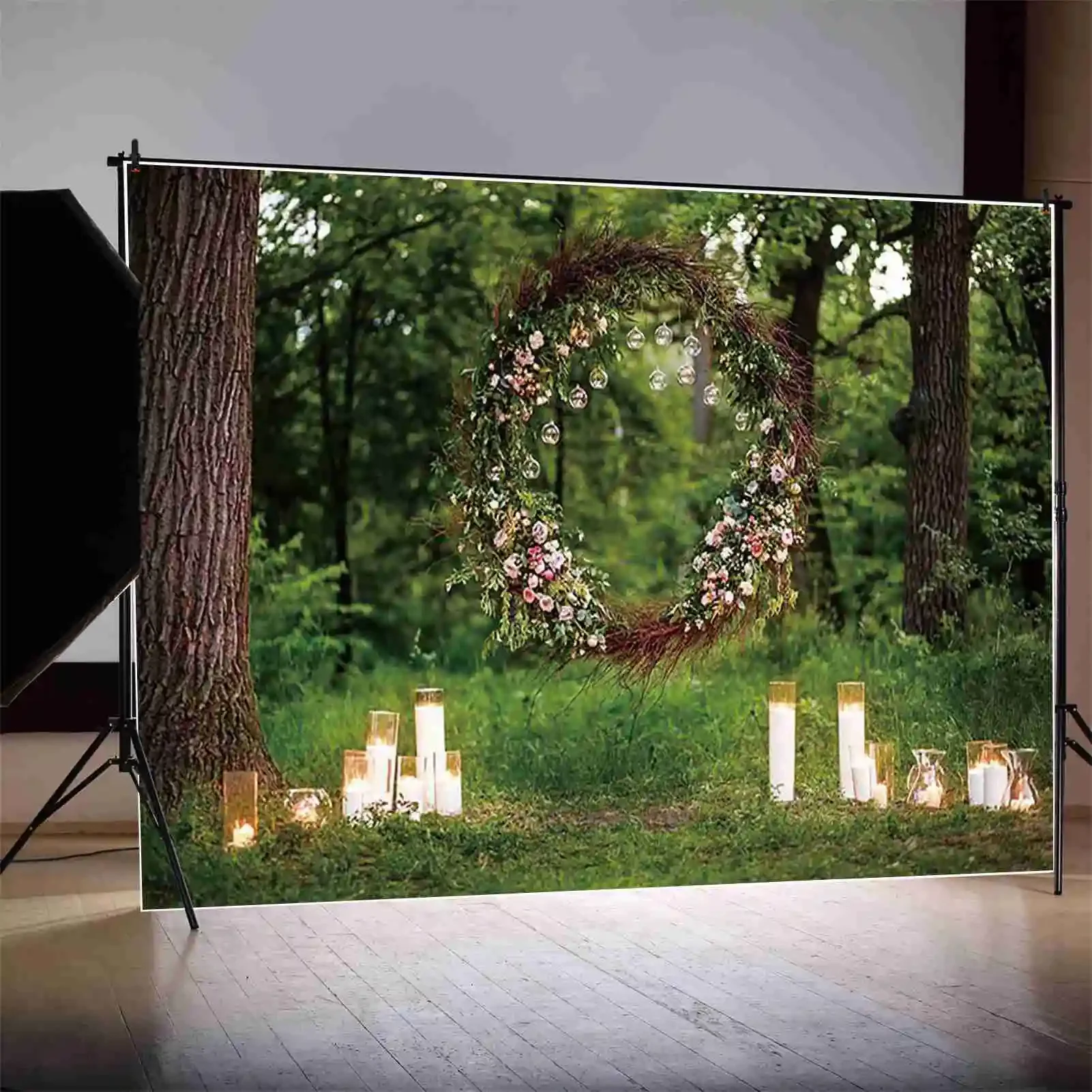 MOON.QG Wedding Party Photography Backdrop Outdoor Flower Arch Photocall Background Children Studio Photobooth Accessories