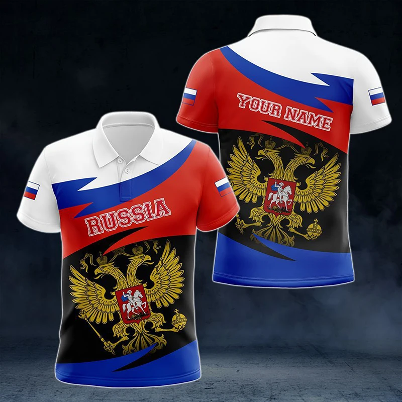 Custom Name Russia Flag Graphic Polo Shirt Summer Casual Unisex Pullover Loose Cool E-Sports Jersey Oversized Short Sleeve Tops