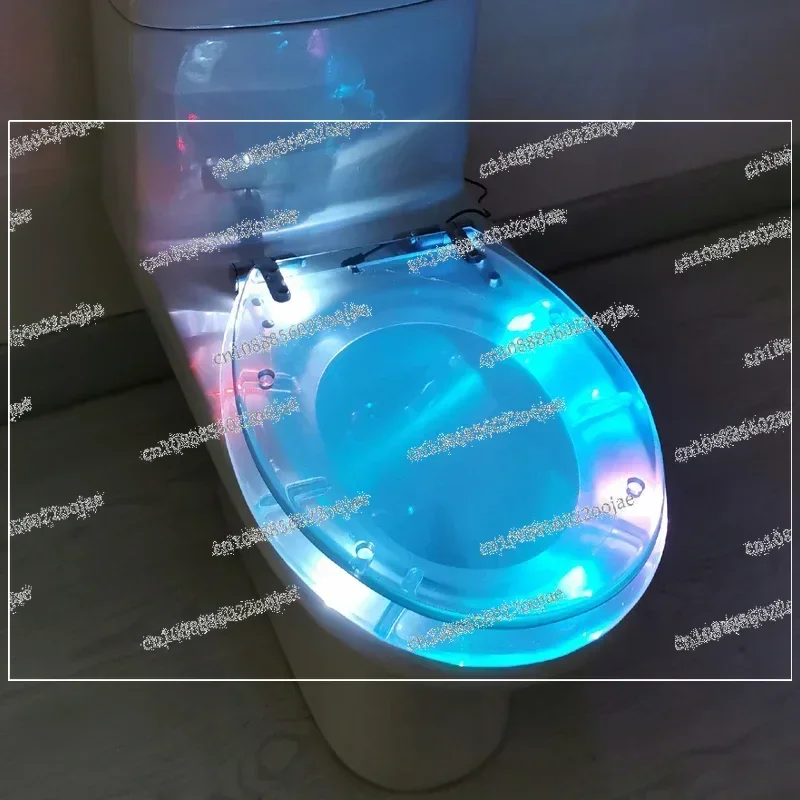 Toilet Seat Ring LED Light Transparent Cover Stainless Steel Buffer Quick Release Hinge OUV