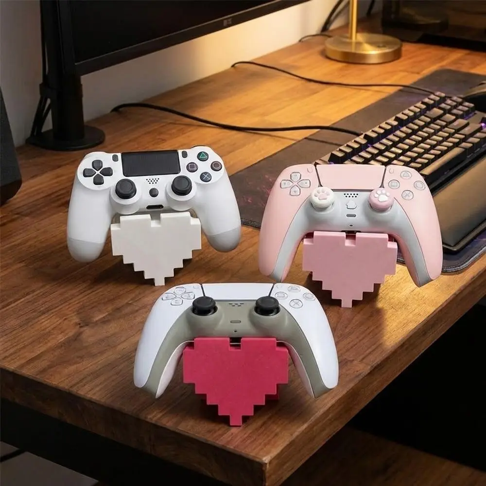 3D Printed Heart-Shaped Game Stand Stable Base Prevents Falls Controller Holder Plastic Decorative Desktop Craft