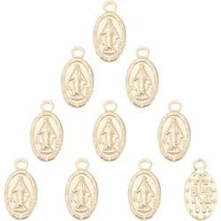 10pcs Oval with Virgin Mary Charms 304 Stainless Steel Miraculous Medal Pendants 0.8mm Small Hole Charms for Jewelry