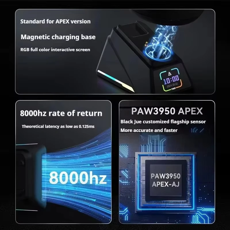 AJAZZ AJ159 APEX draadloze gamermuis Tri-mode 400mAh 2,4GHz PAW3950 26000dpi 56g Lichtgewicht E-sportmuis Aangepast pc-accessoire