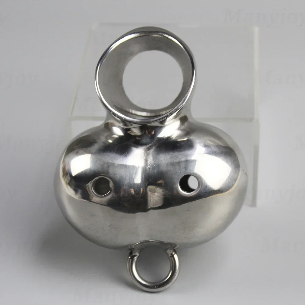 HotX Stainless Steel Chastity Device Ball Stretcher Enhancer Scrotum Restraint Testicle Binding Cage Protector Penis Ring