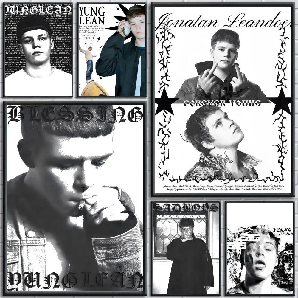 Póster de la cantante pop Y-Yung Lean, pegatinas artísticas de pared modernas y fáciles de aplicar para decoración del hogar y paredes de dormitorios