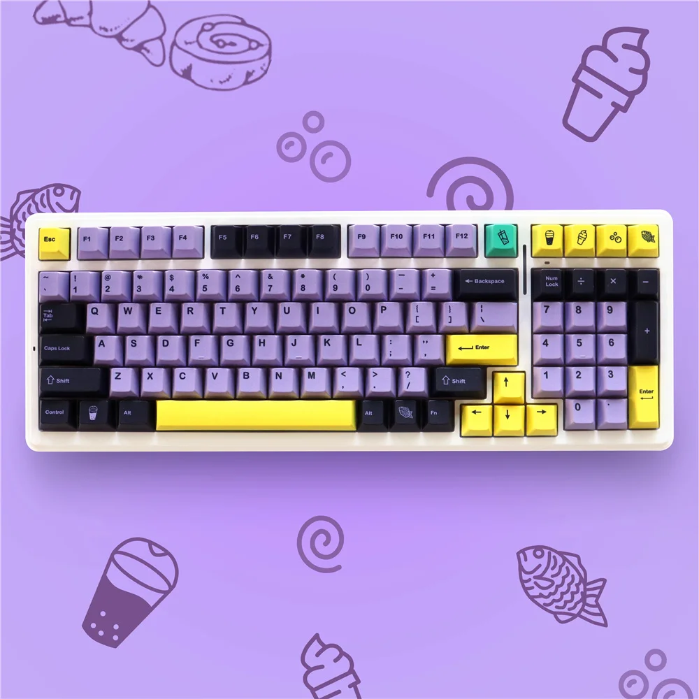 

GMK Taro Keycaps Dye Sublimation PBT Ergonomic Design Clear Pattern 129 Keys Cherry Profile for Mx Switch Mechanical Keyboard
