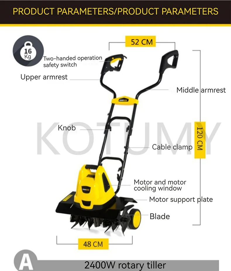 Piccolo scarificatore elettrico per aratura Micro-timone per uso domestico piccola macchina per aratura scarificatore frutteto serra motozappa 220V