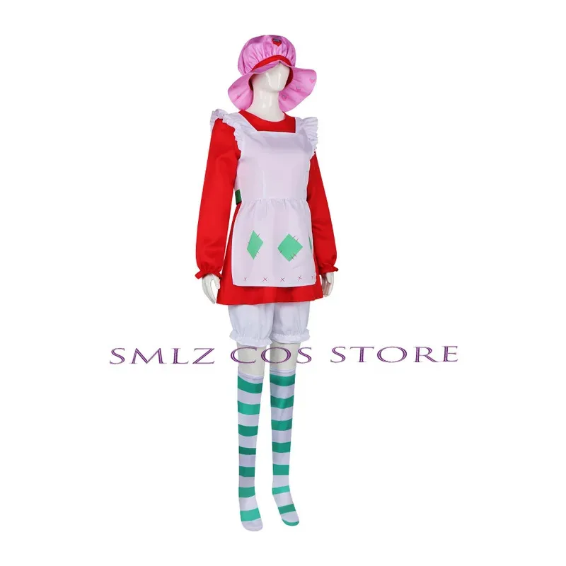 Miss Strawberry Cosplay 1980 Classic Costume Women The World of Strawberry Shortcake Cute Dress Halloween Fancy for Woman Girl