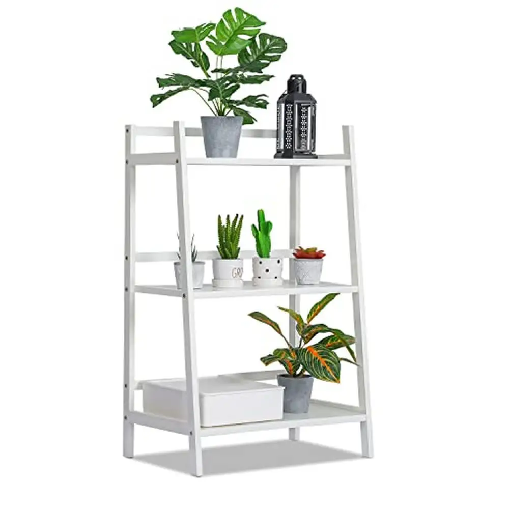 3-Tier Bamboo Plant Shelf Storage Organizer Book Shoe Towel Kitchen Rack Stand Sturdy Freestanding Living Room Balcony Office