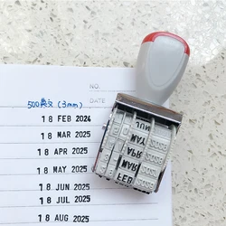 Bonito Data Stamp Em Espanhol Francês Inglês para Planejador Bussiness Ajustável Carimbo De Borracha Almofada De Tinta Data Diário Escola Papelaria